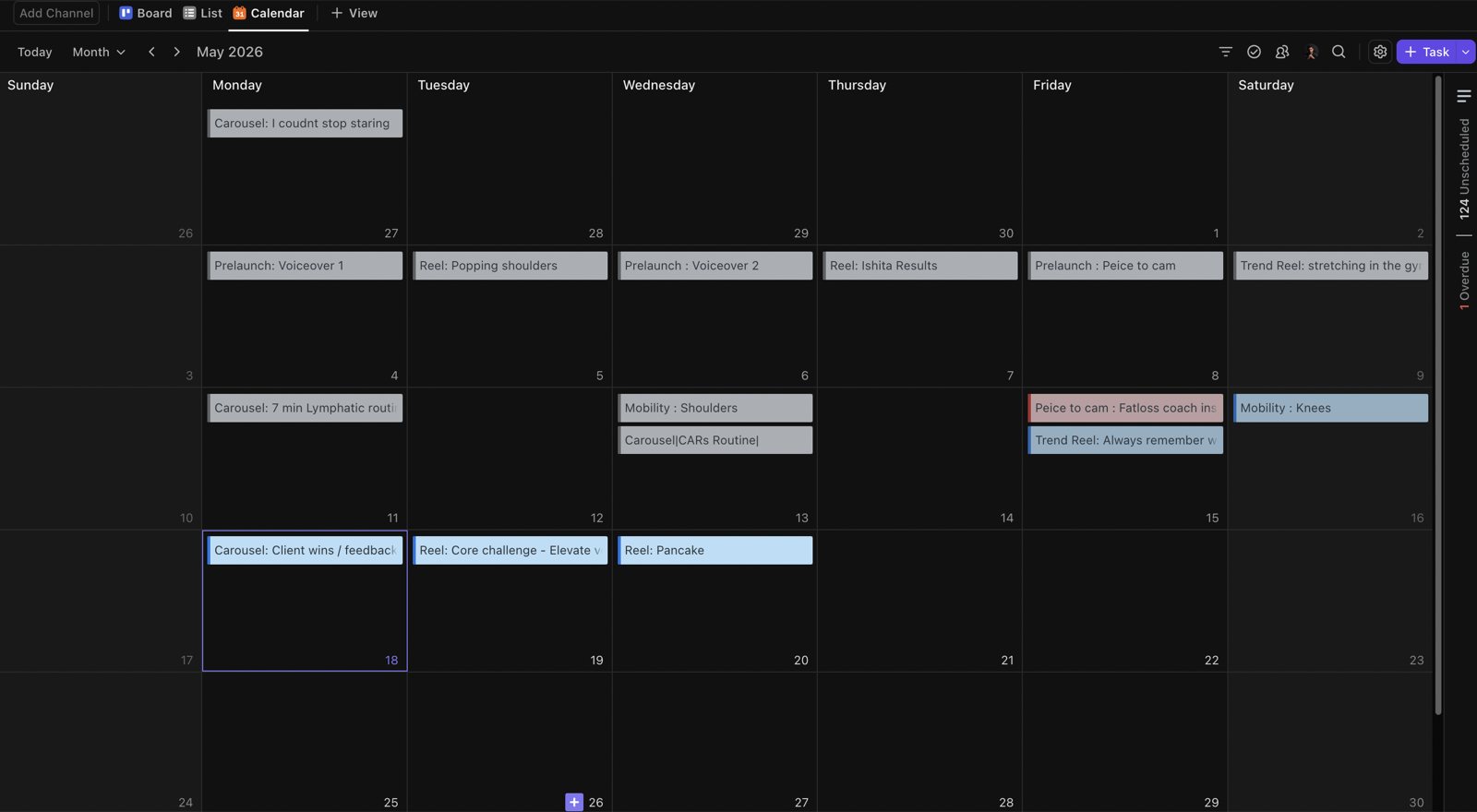 Content calendar