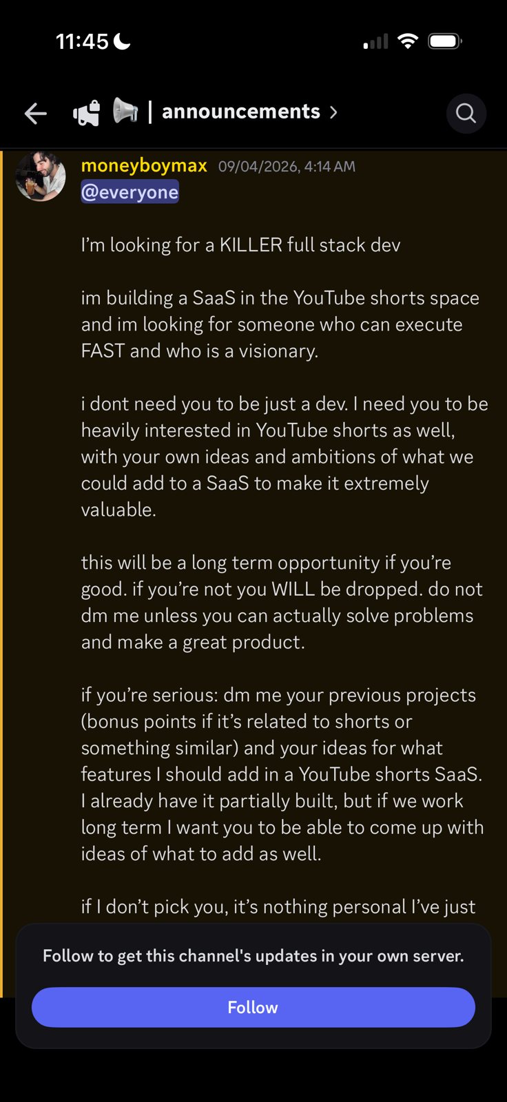 Max's April 9 Discord post